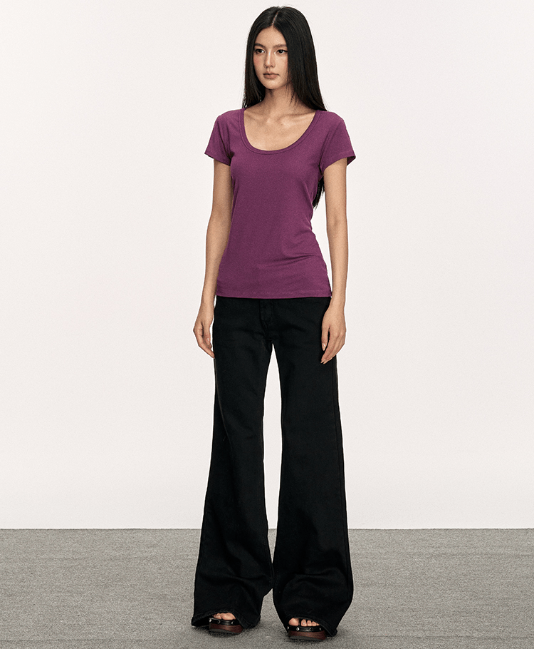 U - Neck Slim Fit Short Sleeve Tee - COPPING THREADS - Anna Aneae