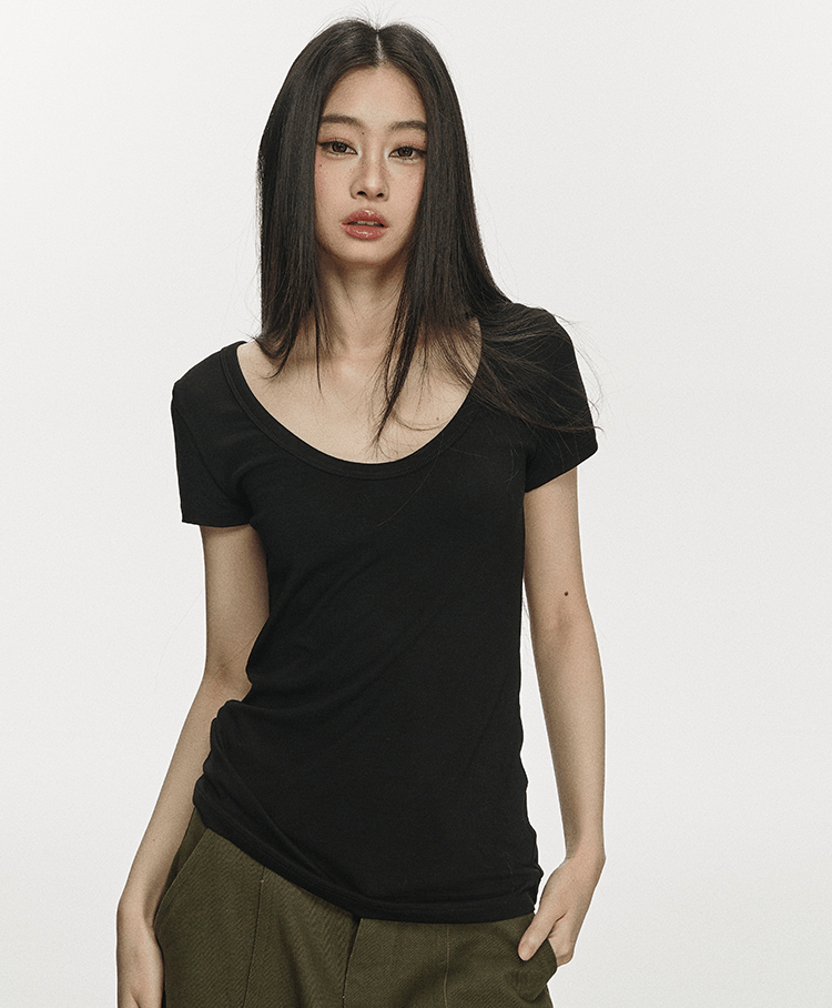 U - Neck Slim Fit Short Sleeve Tee - COPPING THREADS - Anna Aneae