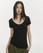 U - Neck Slim Fit Short Sleeve Tee - COPPING THREADS - Anna Aneae