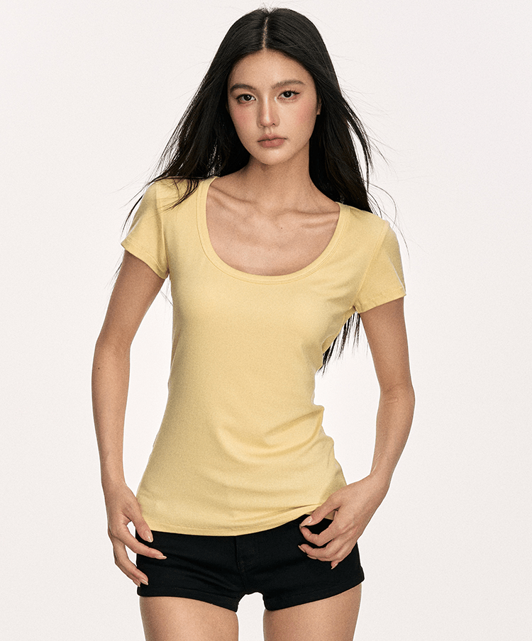 U - Neck Slim Fit Short Sleeve Tee - COPPING THREADS - Anna Aneae