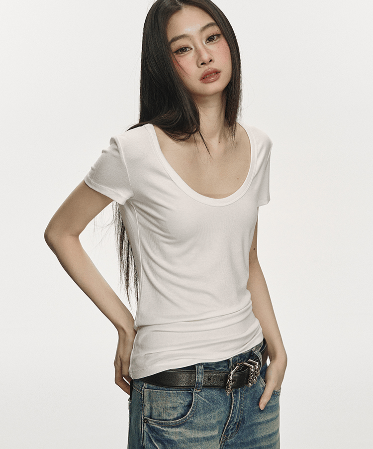 U - Neck Slim Fit Short Sleeve Tee - COPPING THREADS - Anna Aneae