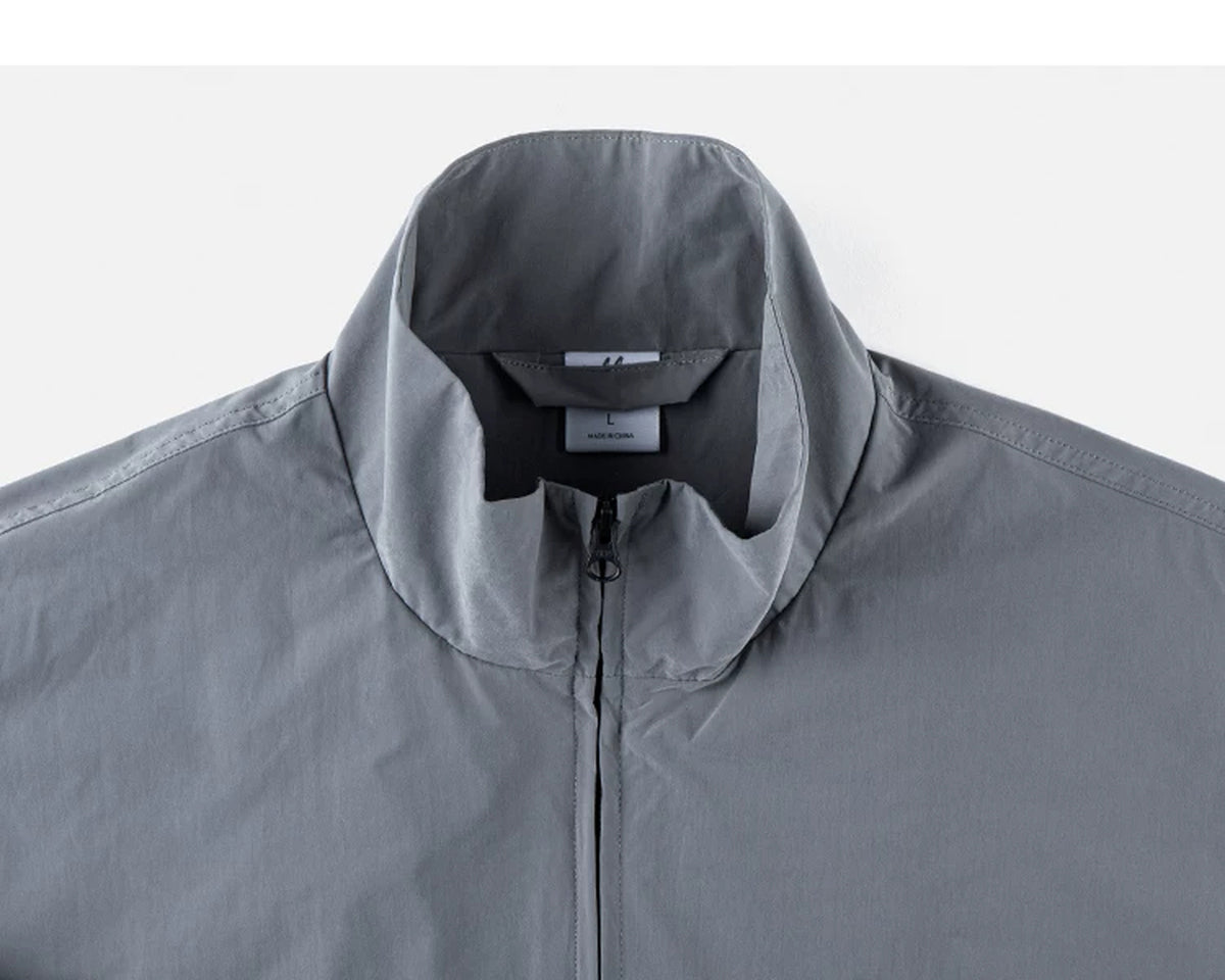 IDLT zip jacket, gray stand collar.