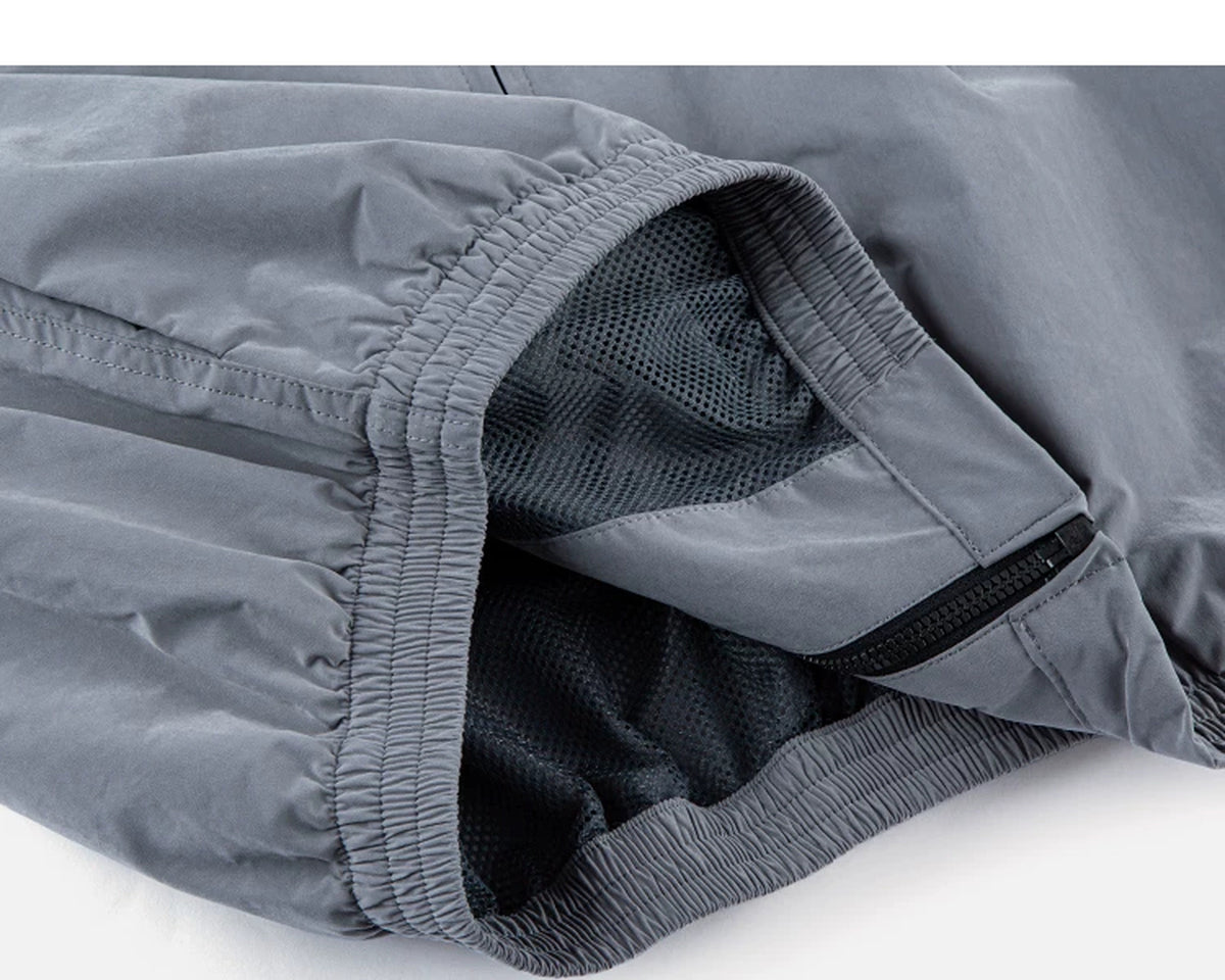 IDLT zip jacket, gray open hem.