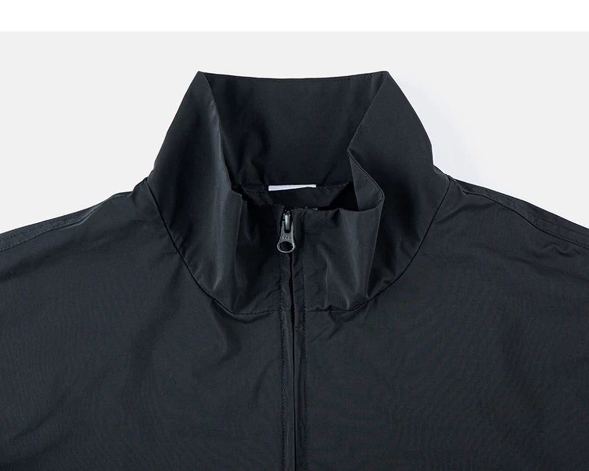 IDLT zip jacket, black stand collar.