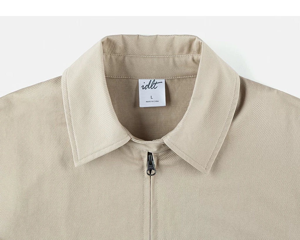 IDLT zip jacket, beige collar.
