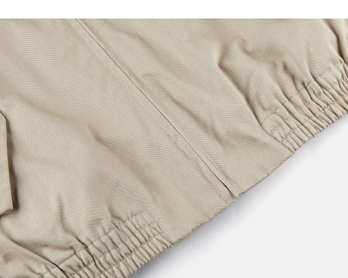 IDLT zip jacket, beige gathered hem.