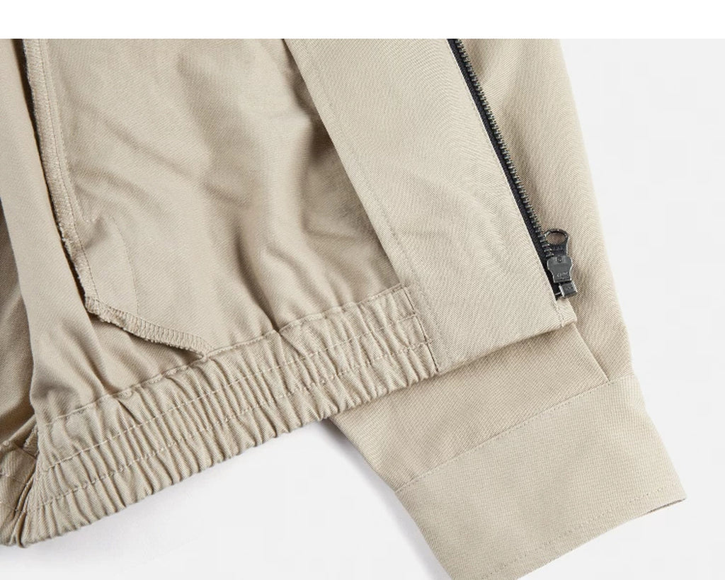 IDLT zip jacket, beige inner hem and cuff.