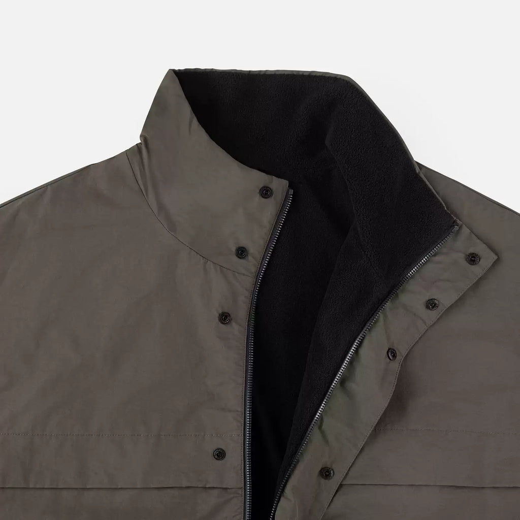 IDLT lined jacket, brown open collar.