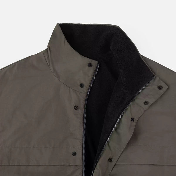 IDLT lined jacket, brown open collar.