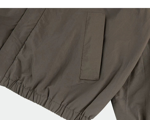 IDLT lined jacket, brown side pocket.