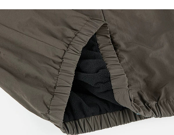 IDLT lined jacket, brown folded hem and lining.