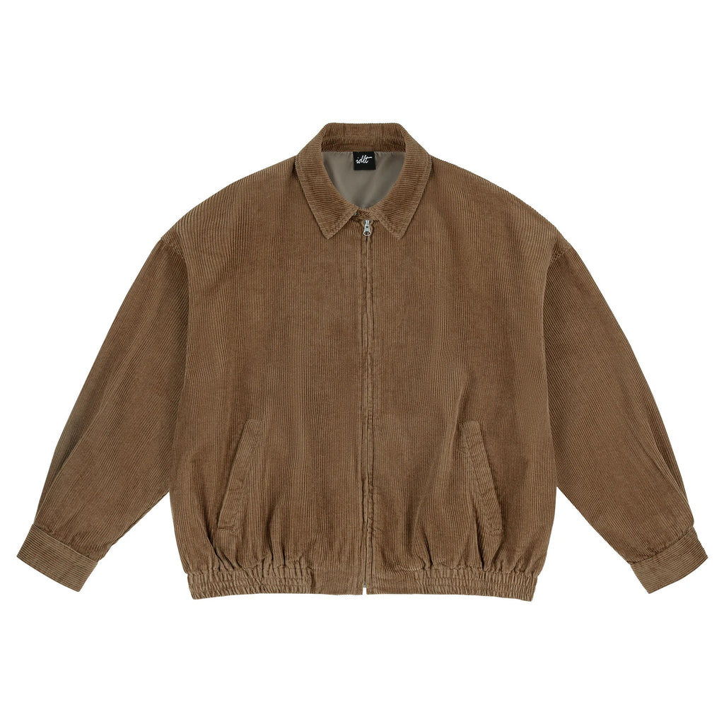 IDLT corduroy jacket, brown front.