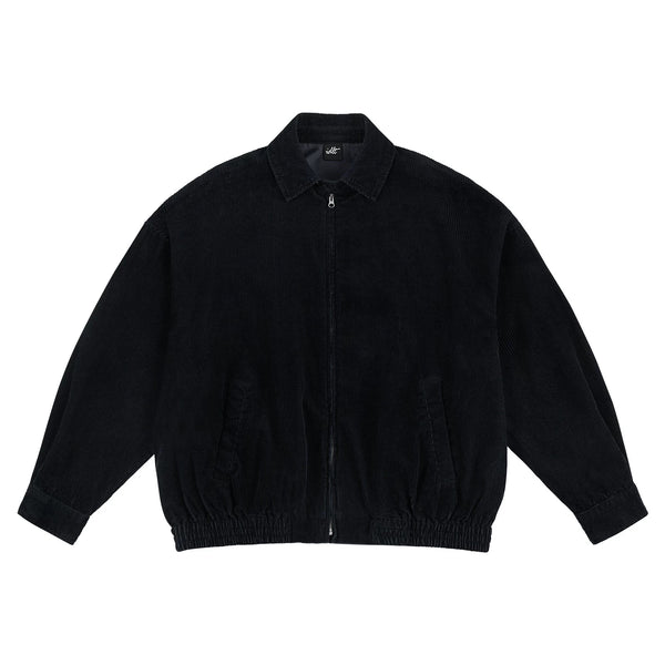 IDLT corduroy jacket, black front.