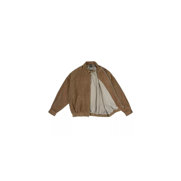 IDLT corduroy jacket, brown open front overview.