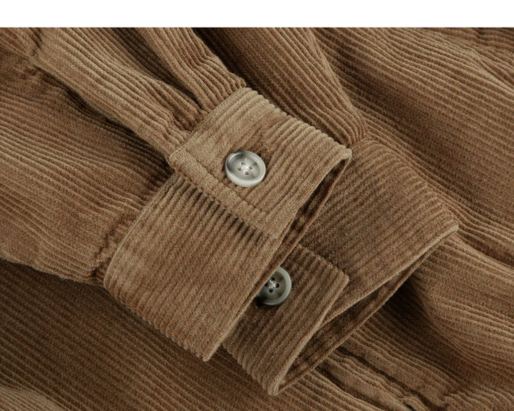 IDLT corduroy jacket, brown buttoned cuffs.