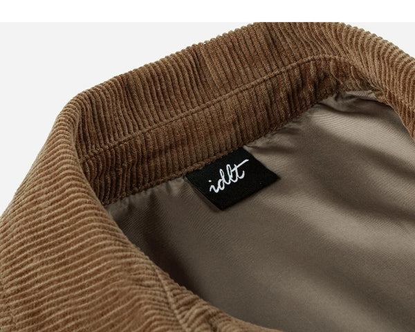 IDLT corduroy jacket, brown neckline label.