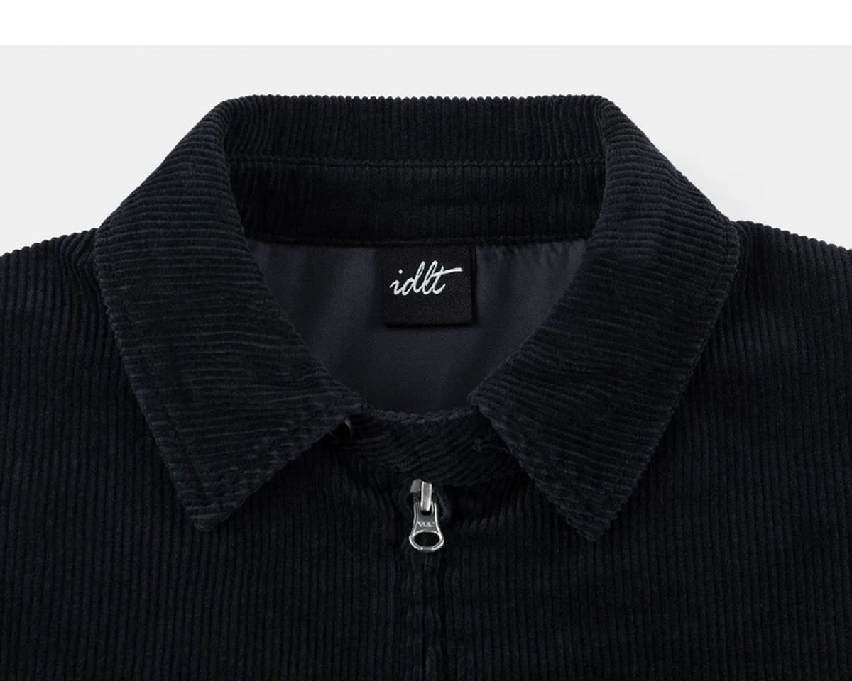 IDLT corduroy jacket, black collar.