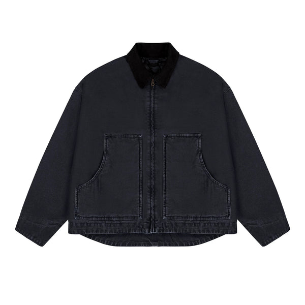 IDLT work jacket, dark blue front.