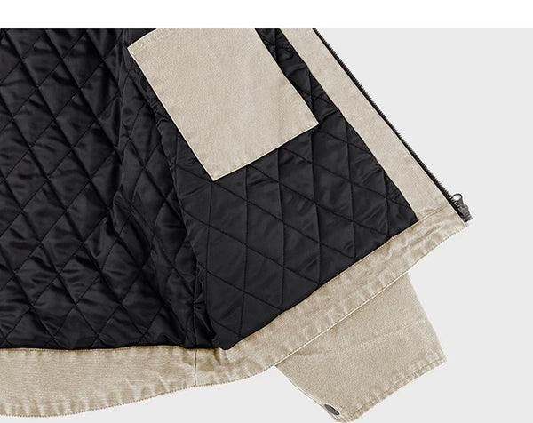 IDLT work jacket, beige inner pocket and quilted lining.