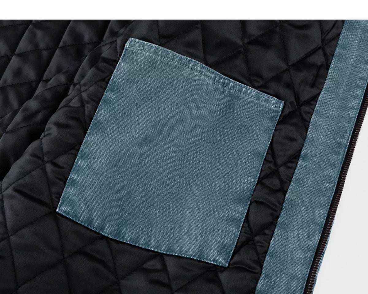IDLT work jacket, blue inner pocket.