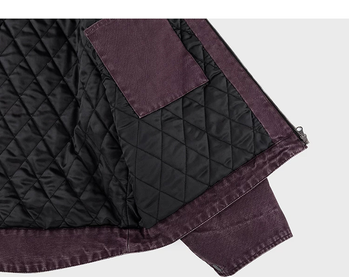 IDLT work jacket, burgundy inner pocket and lining.