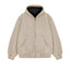 IDLT lined zip hoodie, beige front.