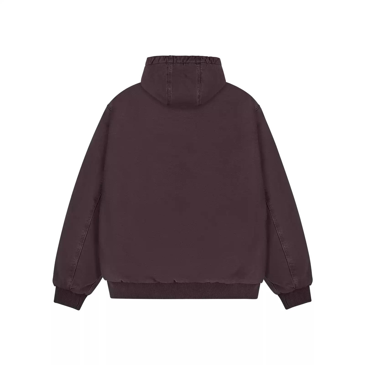 IDLT lined zip hoodie, burgundy back.