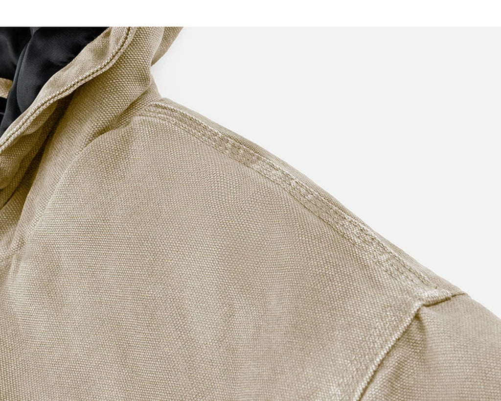 IDLT lined zip hoodie, beige shoulder seam.