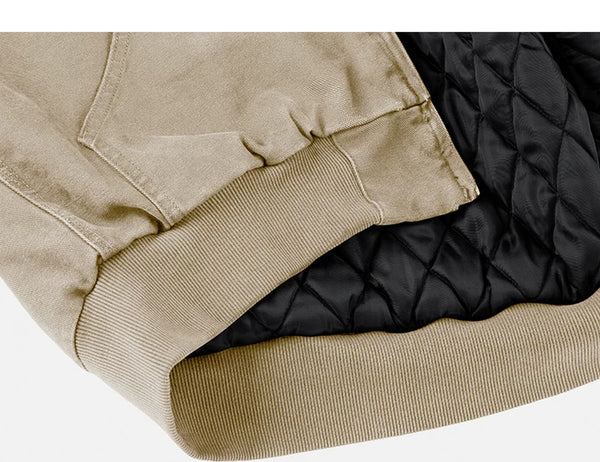 IDLT lined zip hoodie, beige folded hem and lining.