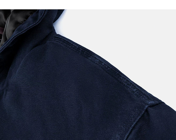 IDLT lined zip hoodie, navy shoulder seam.