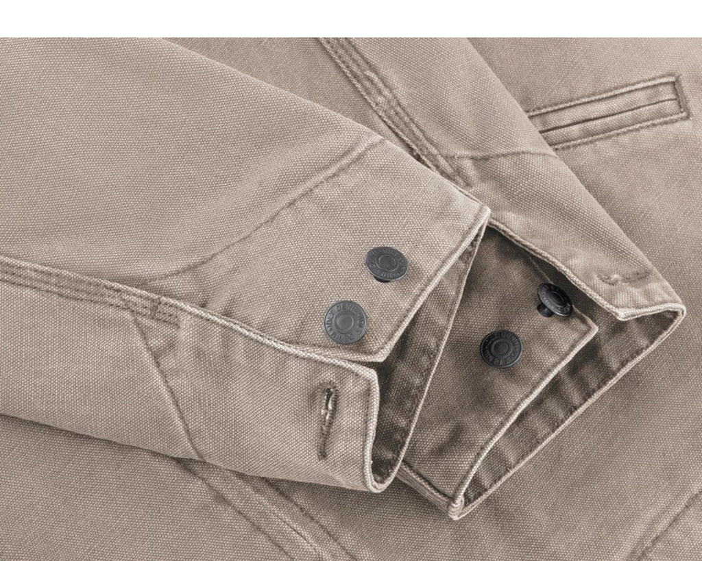 IDLT work jacket, beige buttoned cuffs.