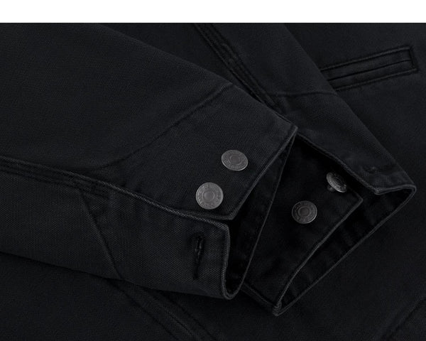 IDLT work jacket, black buttoned cuffs.