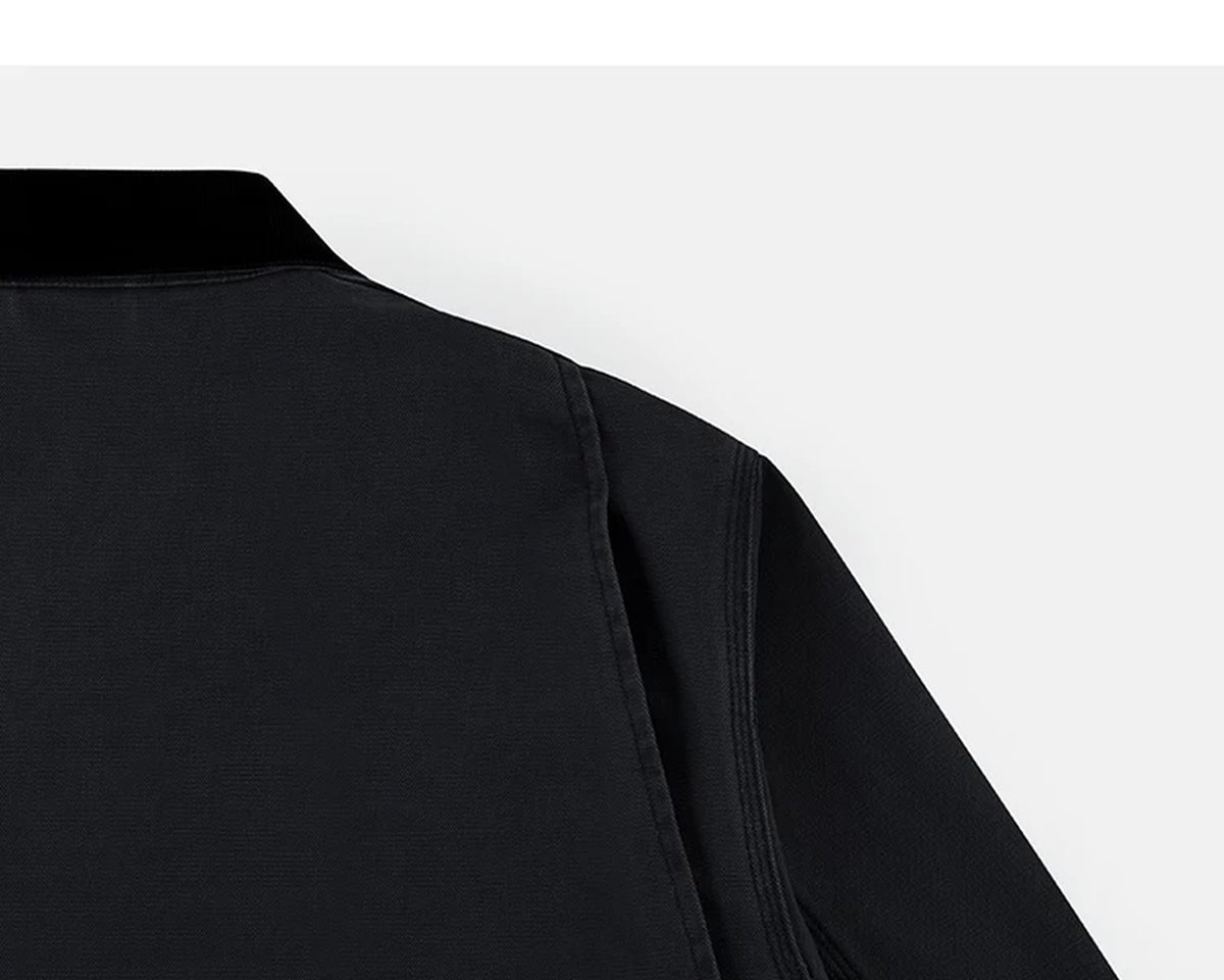 IDLT work jacket, black back shoulder seam.