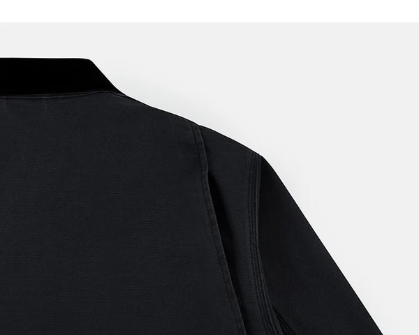 IDLT work jacket, black back shoulder seam.