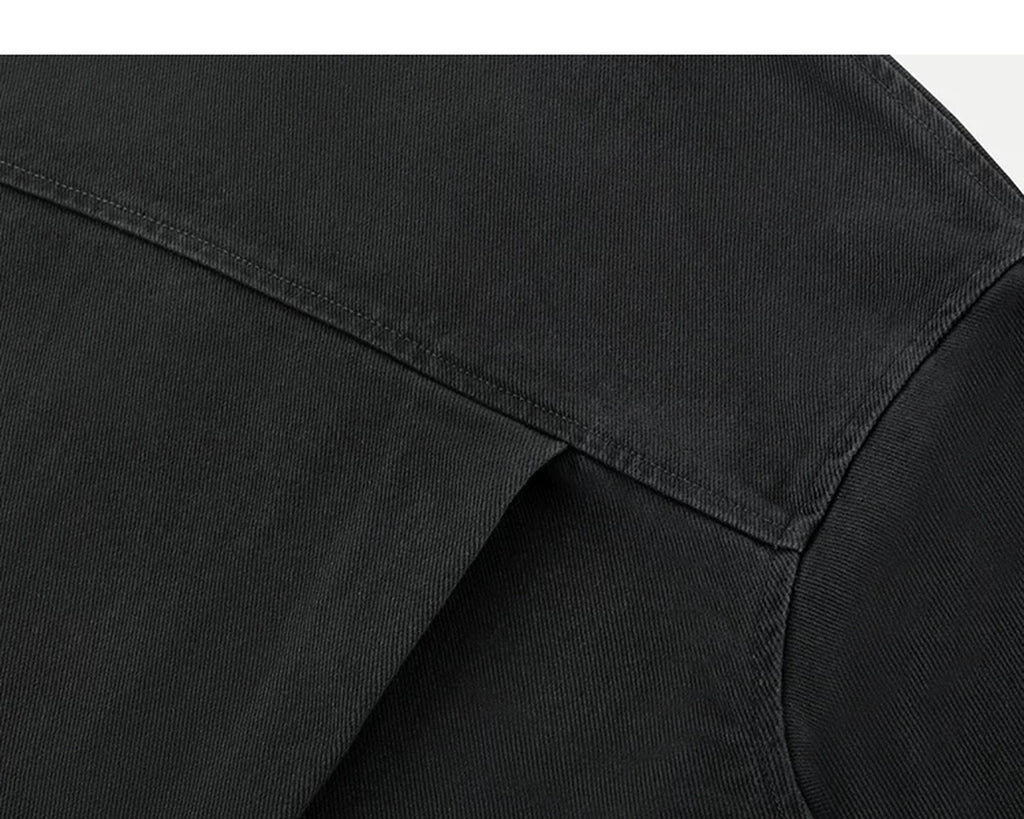 IDLT zip jacket, washed black back pleat.