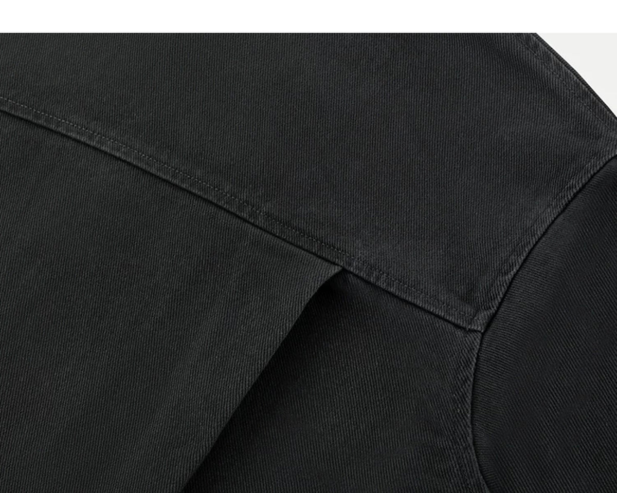 IDLT zip jacket, washed black back pleat.