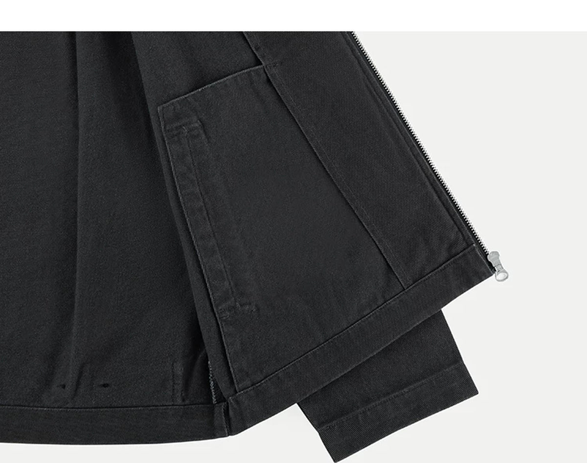 IDLT zip jacket, washed black inner pocket.