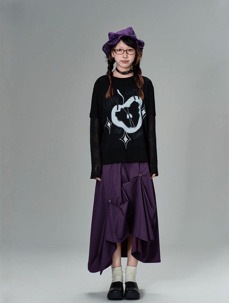 Ugly Apple Split - Sleeve Graphic Tee - COPPING THREADS - CT Coquette