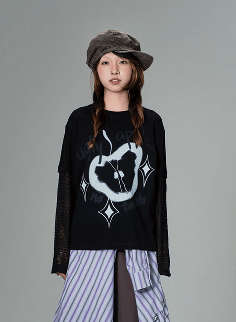 Ugly Apple Split - Sleeve Graphic Tee - COPPING THREADS - CT Coquette 메인 이미지
