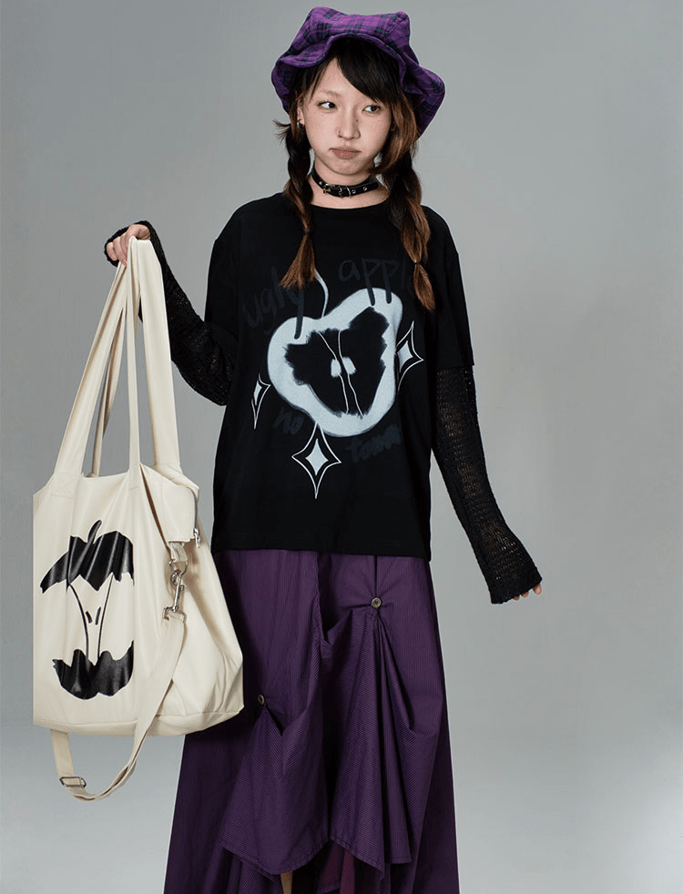 Ugly Apple Split - Sleeve Graphic Tee - COPPING THREADS - CT Coquette