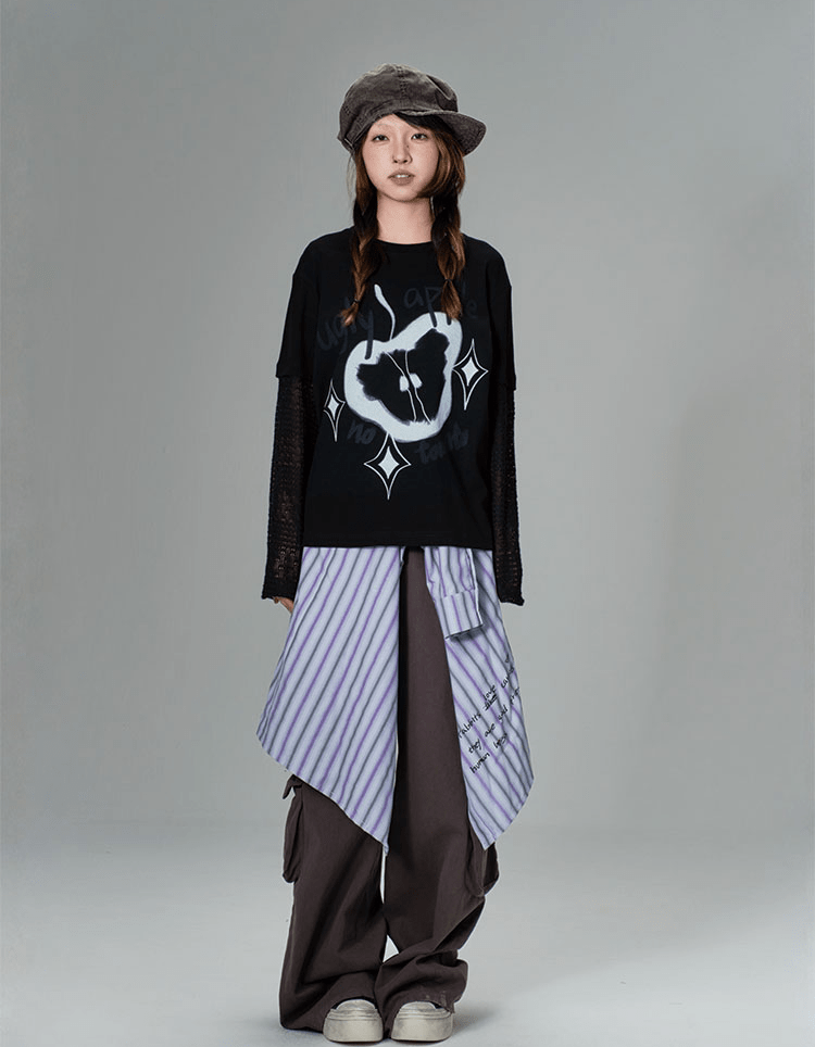 Ugly Apple Split - Sleeve Graphic Tee - COPPING THREADS - CT Coquette