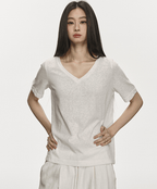V - Neck Basic Tee - COPPING THREADS - Anna Aneae