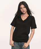 V - Neck Basic Tee - COPPING THREADS - Anna Aneae