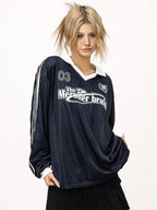 V - Neck Color Block Stripe Sleeve Sports Jersey - COPPING THREADS - CT Select