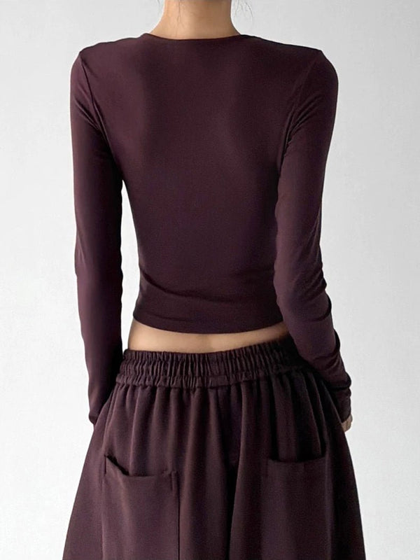 V-Neck Cropped Long-Sleeve Top - COPPING THREADS - CT ORIGINALS