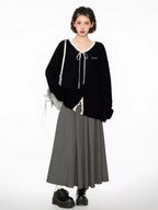 V - Neck Lace Bowknot Pullover Knit Sweater - COPPING THREADS - CT Select