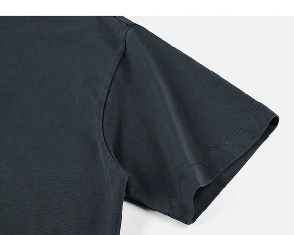 IDLT washed T-shirt, dark gray sleeve.