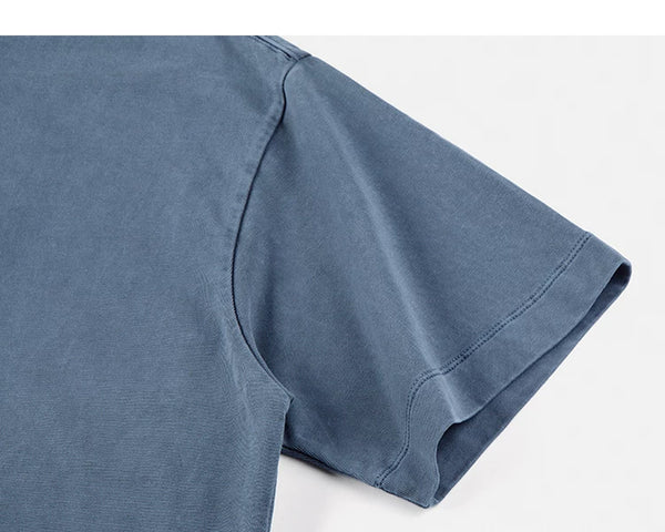 IDLT washed T-shirt, blue sleeve.