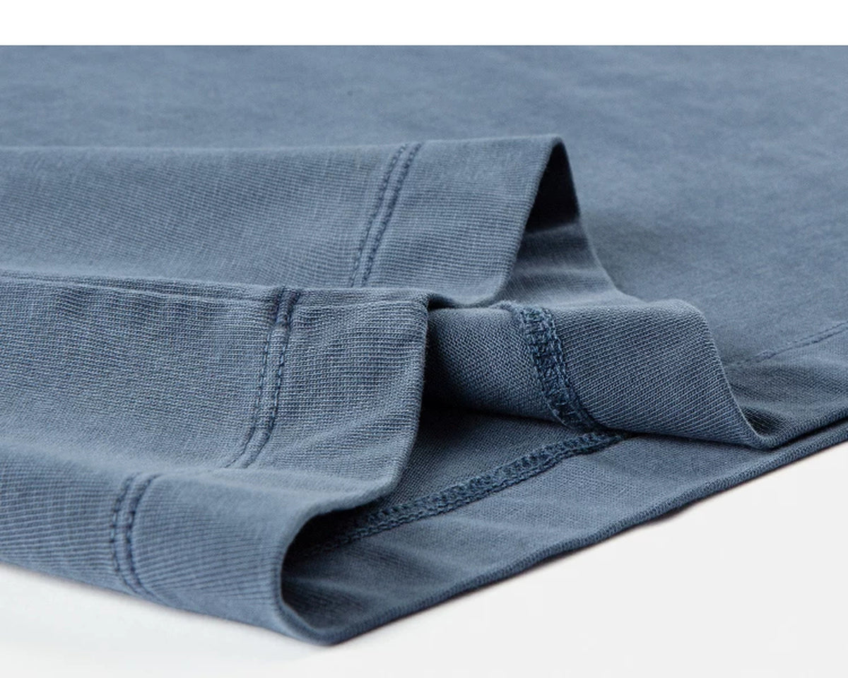 IDLT washed T-shirt, blue folded hem.