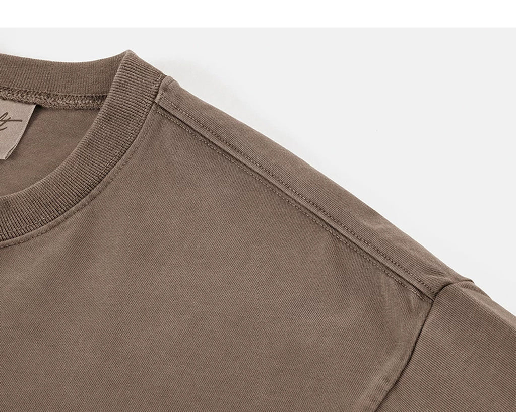 IDLT washed T-shirt, brown shoulder seam.